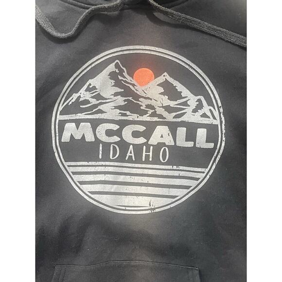 Mccall Idaho Loan Rock Clothing Sweatshirt Hoodie Unisex Large Black Mountains - Picture 3 of 8